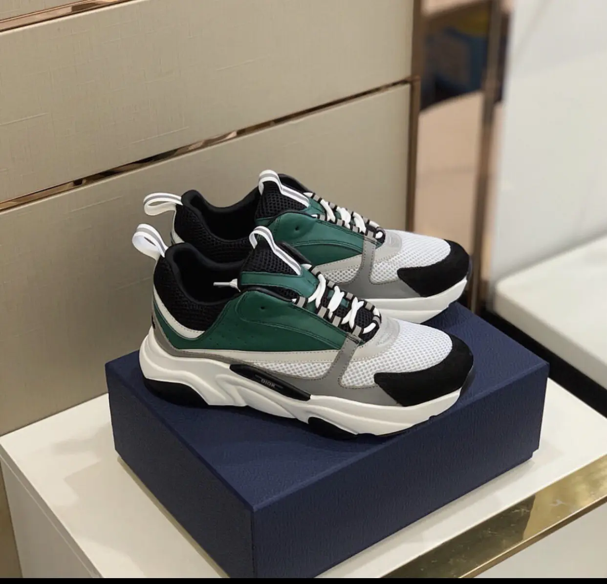 DIOR B22 GREEN & WHITE SNEAKERS