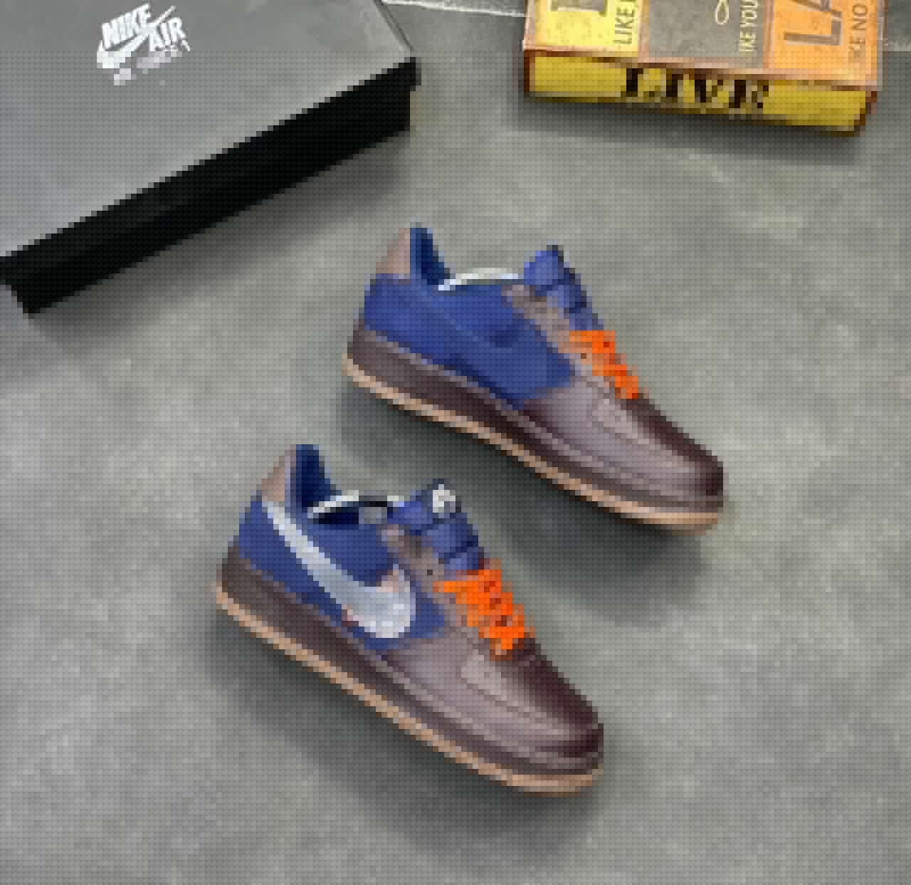 NIKE AIR BROWN AND BLUE SNEAKERS