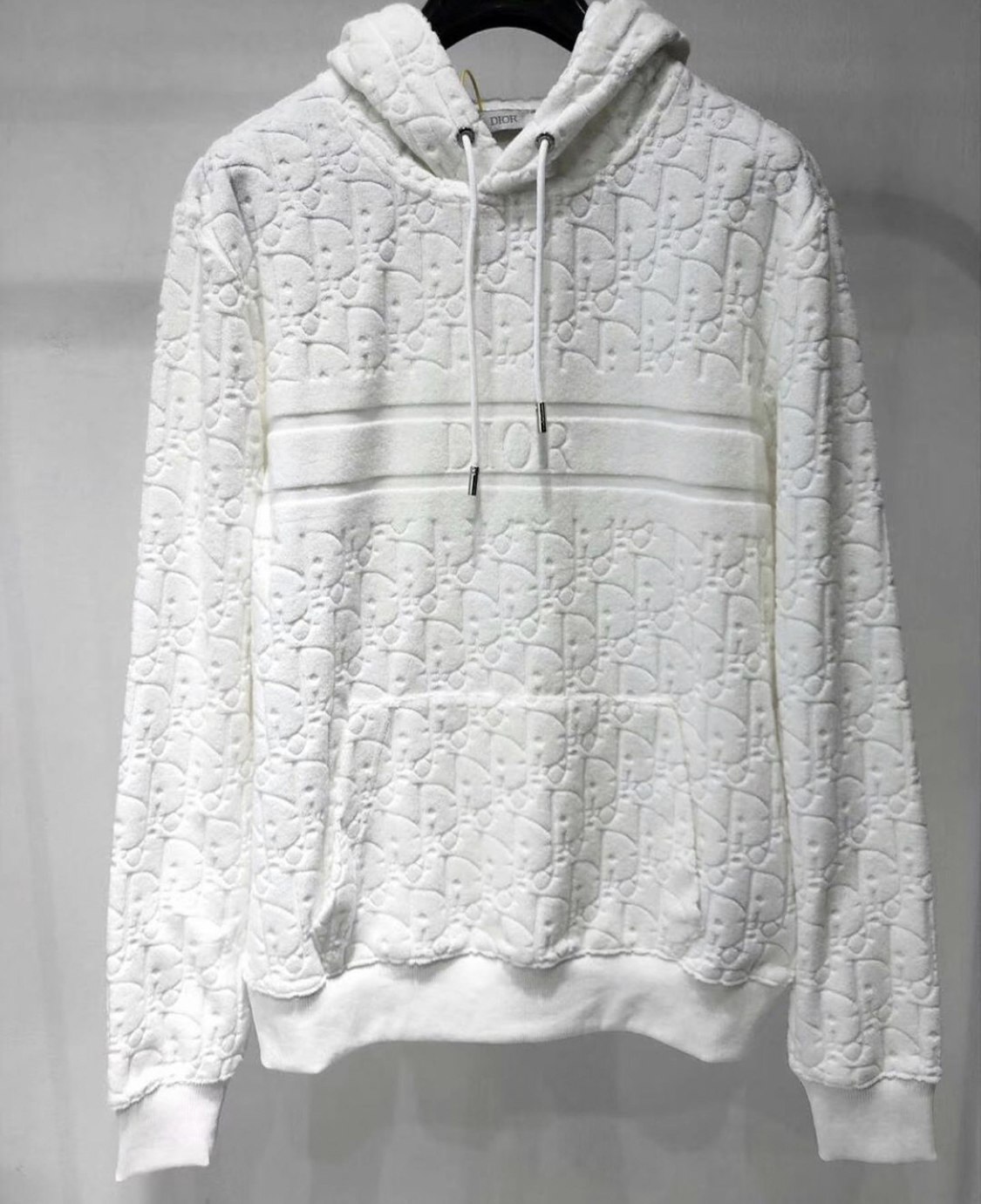 DIOR WHITE OBLIQUE JACQUARD HOODIE