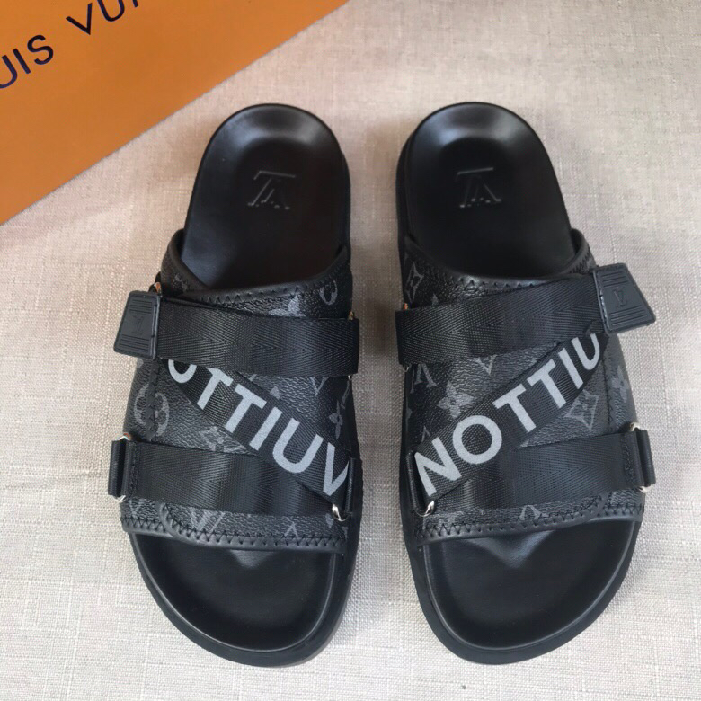 LOUIS VUITTON MONOGRAM ECLIPSE HONOLULU MULE SLIDES