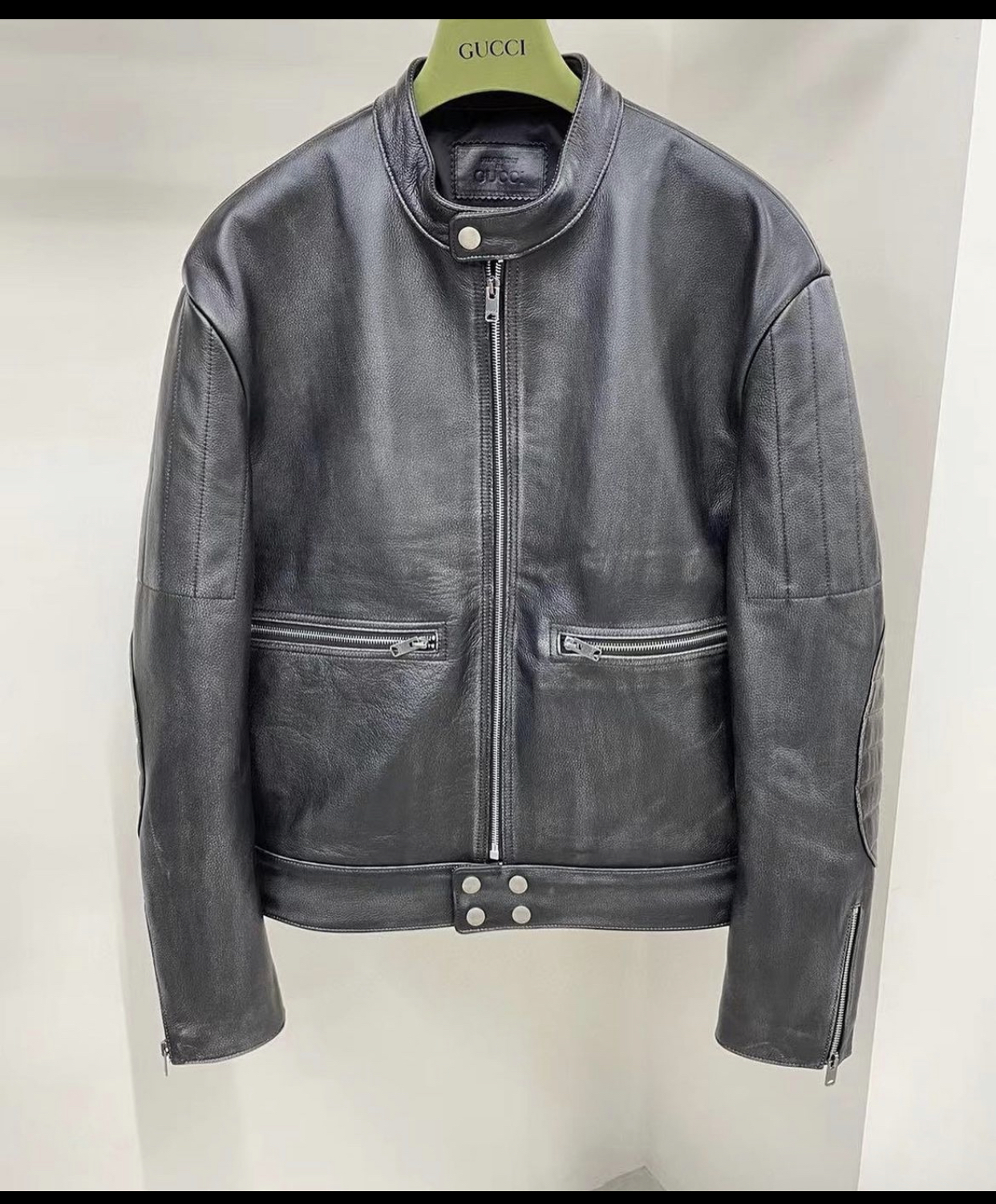 GUCCI LEATHER BIKER JACKET WITH YOU GOT GOOD TASTE PRINT