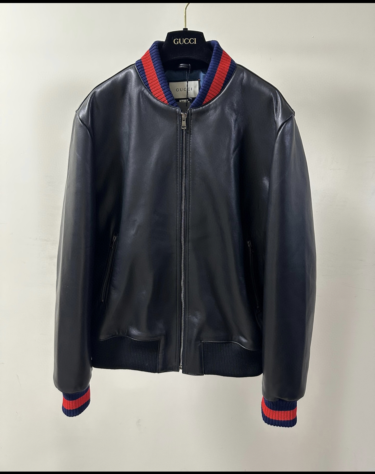 GUCCI BLACK LEATHER NEW JACKET