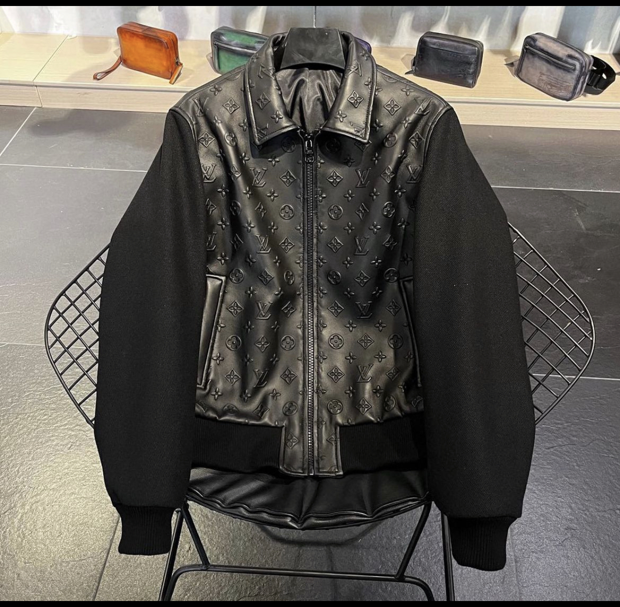 LOUIS VUITTON EMBOSSED MONOGRAM MIX LEATHER BLOUSON