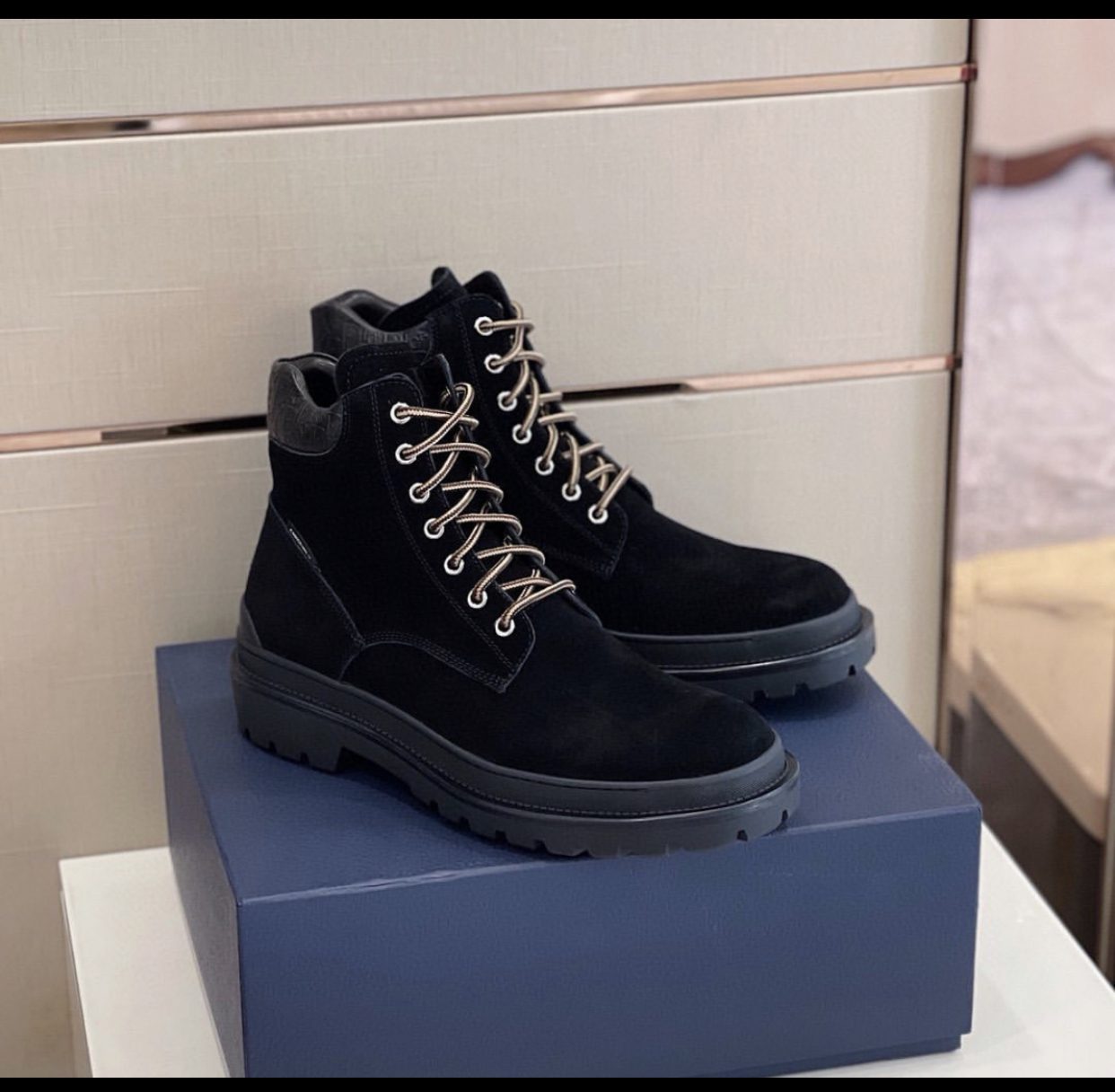 DIOR EXPLORER BLACK NUBUC ANKLE BOOTS
