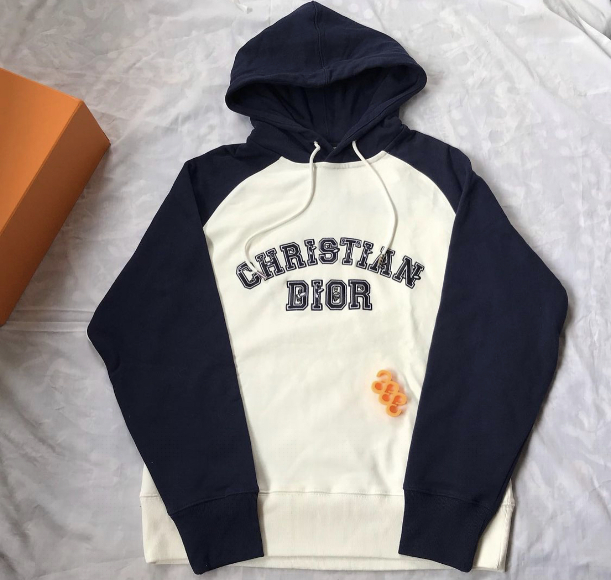 DIOR AND KENNY SCHARF DEEP BLUE AND WHITE COTTON HOODIE