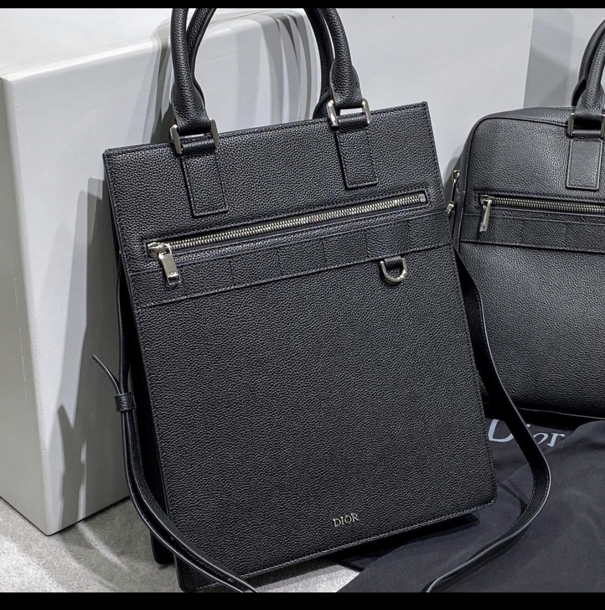 DIOR SAFARI TOTE BLACK BAG GRAINED CALFSKIN