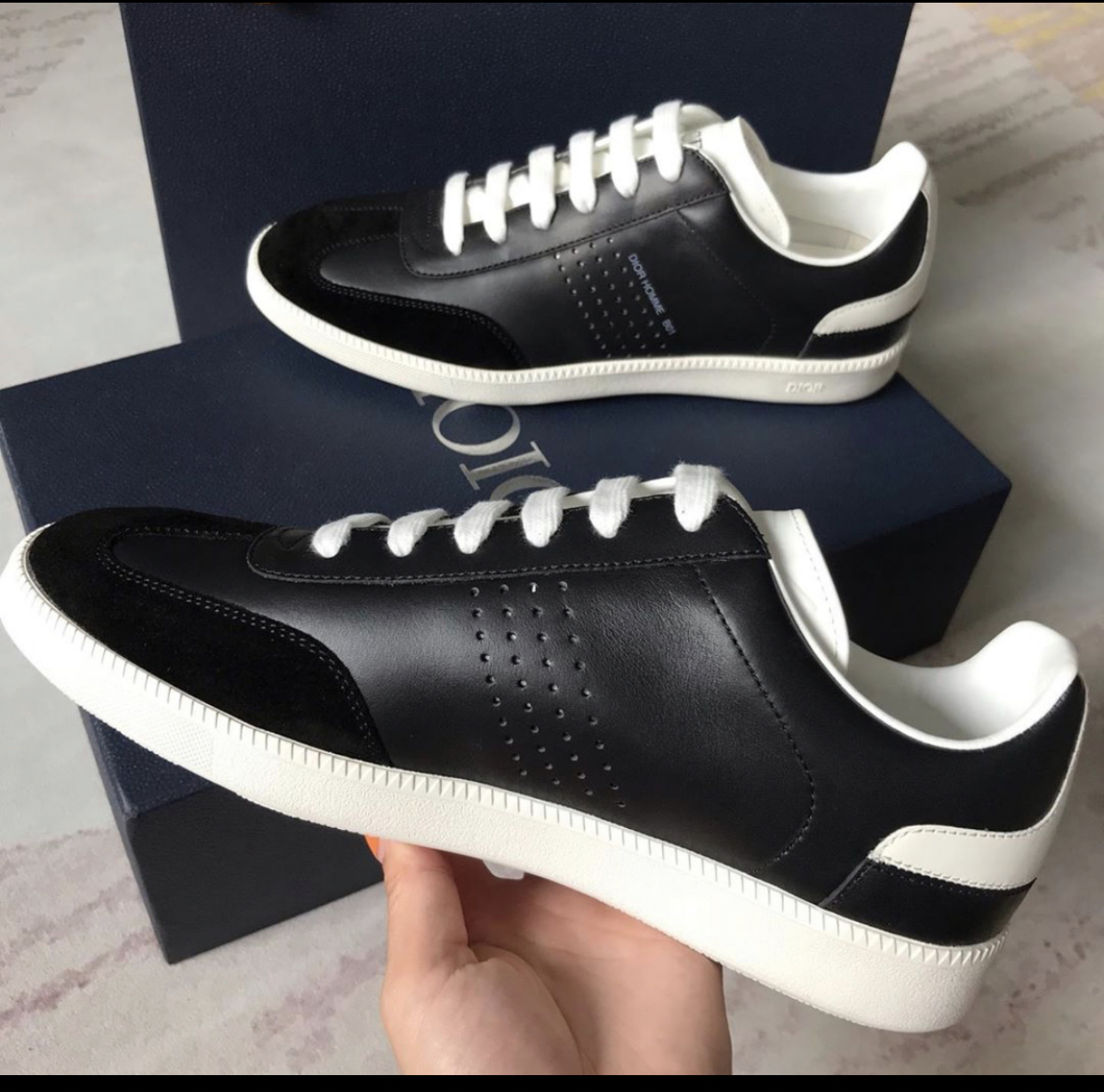 DIOR B01 SNEAKER BLACK SMOTH CALFSKIN AND SUEDE