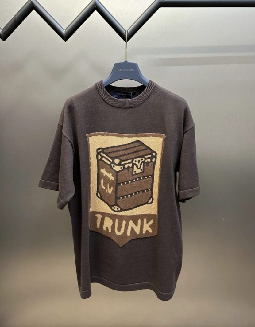 LOUIS VUITTON SHORT SLEEVED COTTON INTARSIA CREWNECK