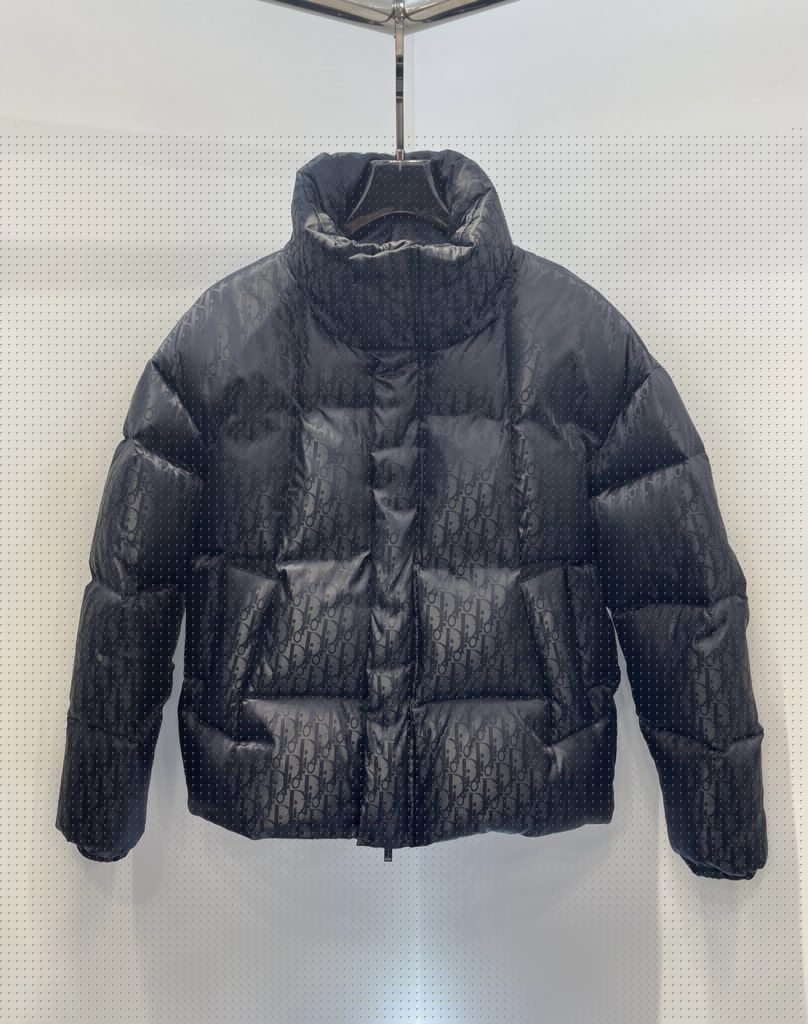 DIOR OBLIQUE OVERSIZED DOWN JACKET BLACK TECHNICAL JACQUARD