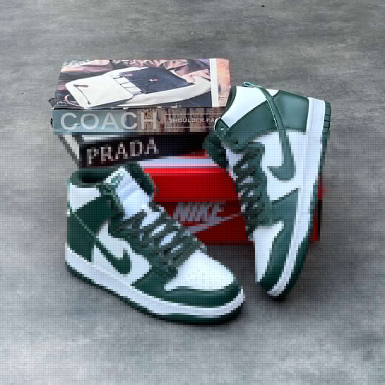 NIKE GREEN & WHITE HIGH TOP SNEAKERS