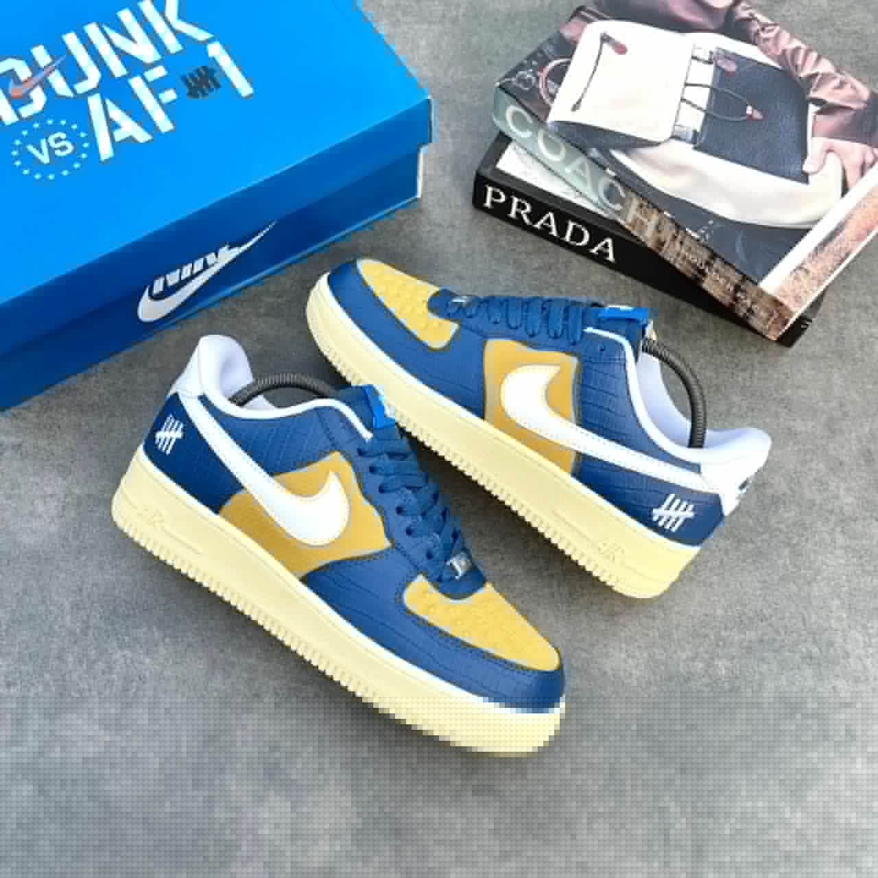 Nike blue and yellow sneakers