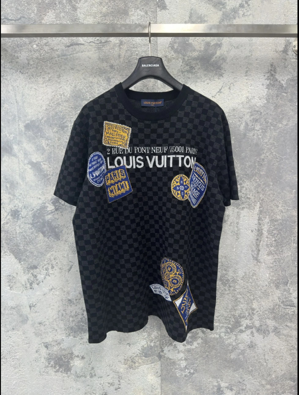 Louis Vuitton Damier Short-Sleeved Signature Crewneck