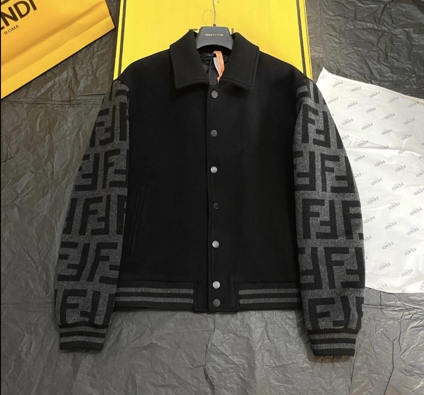 Fendi Black wool bomber jacket