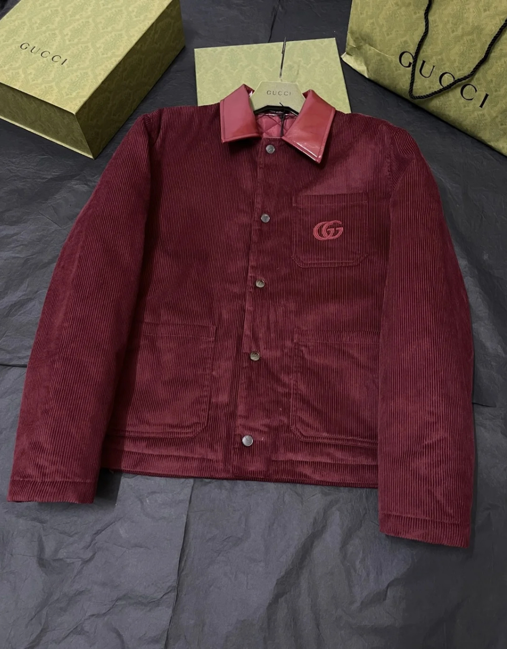 Gucci Velvet Double G burgundy Jacket